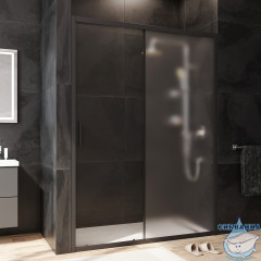 Дверь в нишу AM.PM Gem W90G-140-1-195BM 140 см профиль черный, стекло матовое