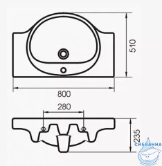 Раковина встраиваемая 80 см Cersanit Erica UM-ERI80/1