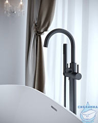 Смеситель для ванны напольный Timo Saona 2310/03Y-CR с аксессуарами (черный матовый)