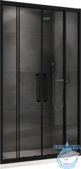 Дверь в нишу ABBER Schwarzer Diamant AG33180BH 180x190 профиль черный, стекло прозрачное