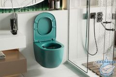 Унитаз подвесной безободковый Abber Bequem AC1101MBG сиденьем Soft Close (микролифт) (зеленый матовый)