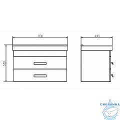 Тумба Comforty Никосия 70 дуб белый с раковиной Comforty 70 00-00005792