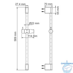 Штанга душевая 59 см Wasserkraft A191 (черный)