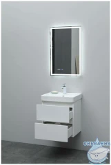 Тумба Aquanet Вега 50 с раковиной Aquanet Ирис 50 белый глянцевый