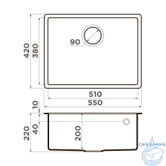 Кухонная мойка Omoikiri Tedori 54-U-BE 4993989