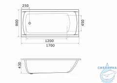 Акриловая ванна New Line Sanitary Modern 170x80 с каркасом