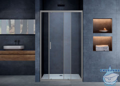 Дверь в нишу Vincea Alpha 110 профиль вороненая сталь, стекло прозрачное VDS-3AL110CLGM