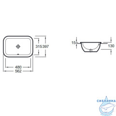 Раковина встраиваемая 56 см Jacob Delafon Vox EYB102-00