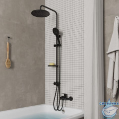 Душевой гарнитур с тропической лейкой, черный матовый, Ideal Spa, Milardo, ILSBL3FM76