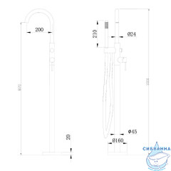 Смеситель для ванны напольный Abber Wasser Kreis AF8115G (золото матовое)