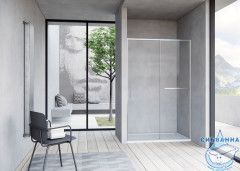 Дверь в нишу Vincea Слим Софт 120 профиль никель, стекло прозрачное VDS-1SS120CLBN