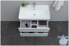 Тумба Aquanet Вега 80 с раковиной Aquanet Ирис 80 белый глянцевый