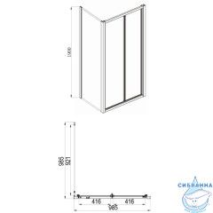 Душевое ограждение Azario Toronto 100x100 AZ-NAA1432B 1000 профиль серебро, стекло прозрачное (без поддона)