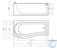 Акриовая ванна Gemy G9010 B R 173х83 с гидромассажем