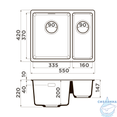 Кухонная мойка Omoikiri Kata 55-2-U-BL черный 4993389