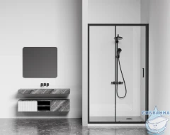 Дверь в нишу Bas Cube WTW-110-C-B профиль черный, стекло прозрачное