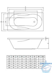 Акриловая ванна C-BATH Vesta 150х70 с каркасом