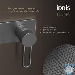 Встраиваемый смеситель с гигиеническим душем с защитным клапаном, графит матовый,  Duna, IDDIS, DUNGMV0i08