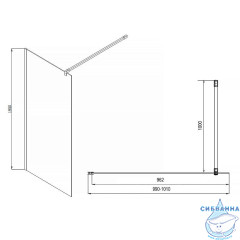 Walk-in Azario Chicago 100 профиль черный, стекло прозрачное AZ-NAR6310 1000 Black