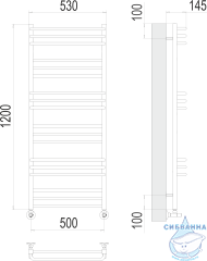 Полотенцесушитель водяной Terminus Соренто П18 50х120 (нижнее подключение)