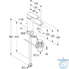 Смеситель для раковины Kludi PURE&STYLE 402900575 (с донным клапаном)