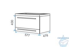 Тумба подвесная 1Marka Соната 58 (2 ящика) с раковиной Анита 58  белый глянец
