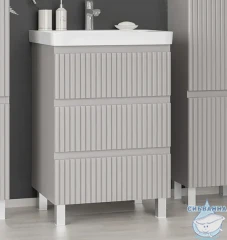 Тумба напольная Brevita Victory 60 серый с раковиной Dreja Luxury 60