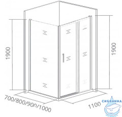 Дверь в нишу Bas Cofe WTW-110-C-B профиль черный, стекло прозрачное