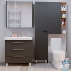 Тумба 1Marka Gaula 60Н черный с раковиной Moduo Slim 60