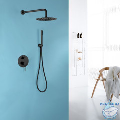 Душевая система Abber Emotion 250 1 режим AF8818B (черный матовый)