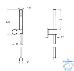 Ручной душ Vitra Origin A4554336 1 режим (черный матовый)