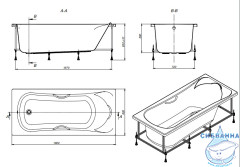Акриловая ванна Roca BeCool 180x80 с каркасом