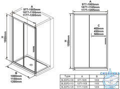 Дверь в нишу Ravak Blix Slim BLSDP2-100 100х195 профиль чёрный стекло прозрачное X0PMA0300Z1