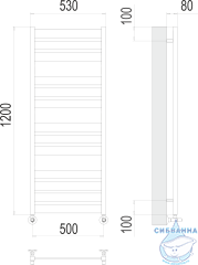 Полотенцесушитель водяной Terminus Латте П13 50х120 (нижнее подключение)
