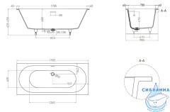 Ванна из искусственного камня Salini Ornella Axis Kit 190x90 (материал S-Sense, белый глянцевый)