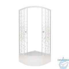 Душевое ограждение Тритон Стандард В 90x90 профиль белый, стекло мозаика Щ0000061809 (с поддоном)
