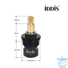 Кран-букса для смесителя, керамика, пластик, 90°, 20 зубцов, G1/2", h=49 мм, IDDIS, 998PP491SM