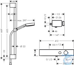 Смеситель для душа Hansgrohe Pulsify Select S 24260000 с аксессуарами (хром)