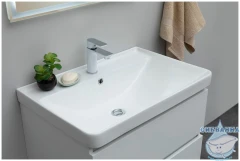 Тумба Aquanet Вега 70 с раковиной Aquanet Ирис 70 белый глянцевый