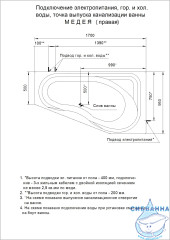 Акриловая ванна Aquatek Медея L 170х95 с каркасом