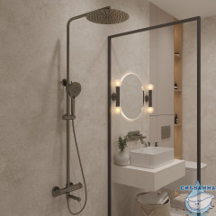 Душевая система Oliveeka Y-Line 300 1 режим OL-739902-BGM (оружейная сталь)