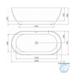 Ванна из литьевого мрамора New Line Sanitary Эдем 170х80 (без перелива)