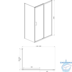 Душевое ограждение Azario Milton 120x80 профиль черный, стекло прозрачное AZ-ND1131-R 1200 BLACK (без поддона)