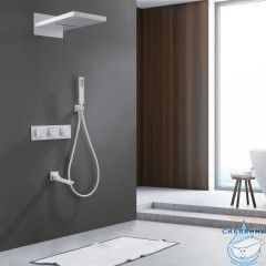 Душевая система ABBER Daheim AF8253W скрытого монтажа с изливом, термостат, белая матовая