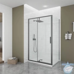 Душевое ограждение Veconi Оттимо 110x70 профиль брашированное золото, стекло прозрачное OP20GR-SP-11070-01-C9 (без поддона)