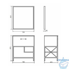 Тумба напольная Comforty Бредфорд 75 дуб темный с раковиной Comforty 75E черная