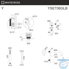 Система для ванны скрытого монтажа WHITECROSS Y YSET06GLB (брашированное золото)