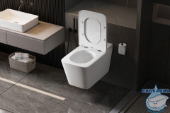 Унитаз подвесной импульсный Abber Rechteck AC1202P с сиденьем Soft Close (микролифт) (белый)