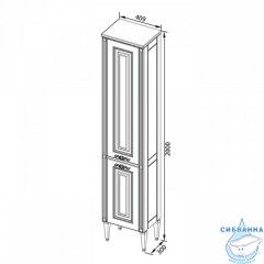 Пенал подвесной Aquanet Паола 40 белый патина серебро 181770
