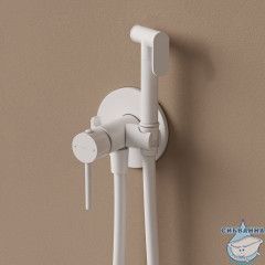 Встраиваемый смеситель с гигиеническим душем, белый матовый, IDDIS, 005WTR0i08